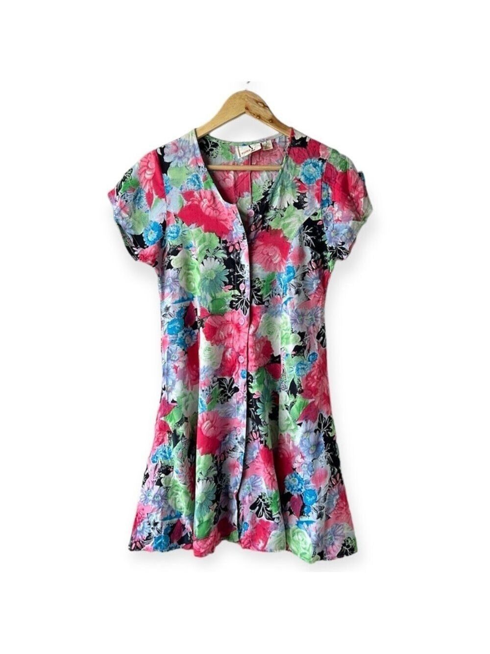 PIOKO Vintage Multicolored A Line Button Up Dress Size Small